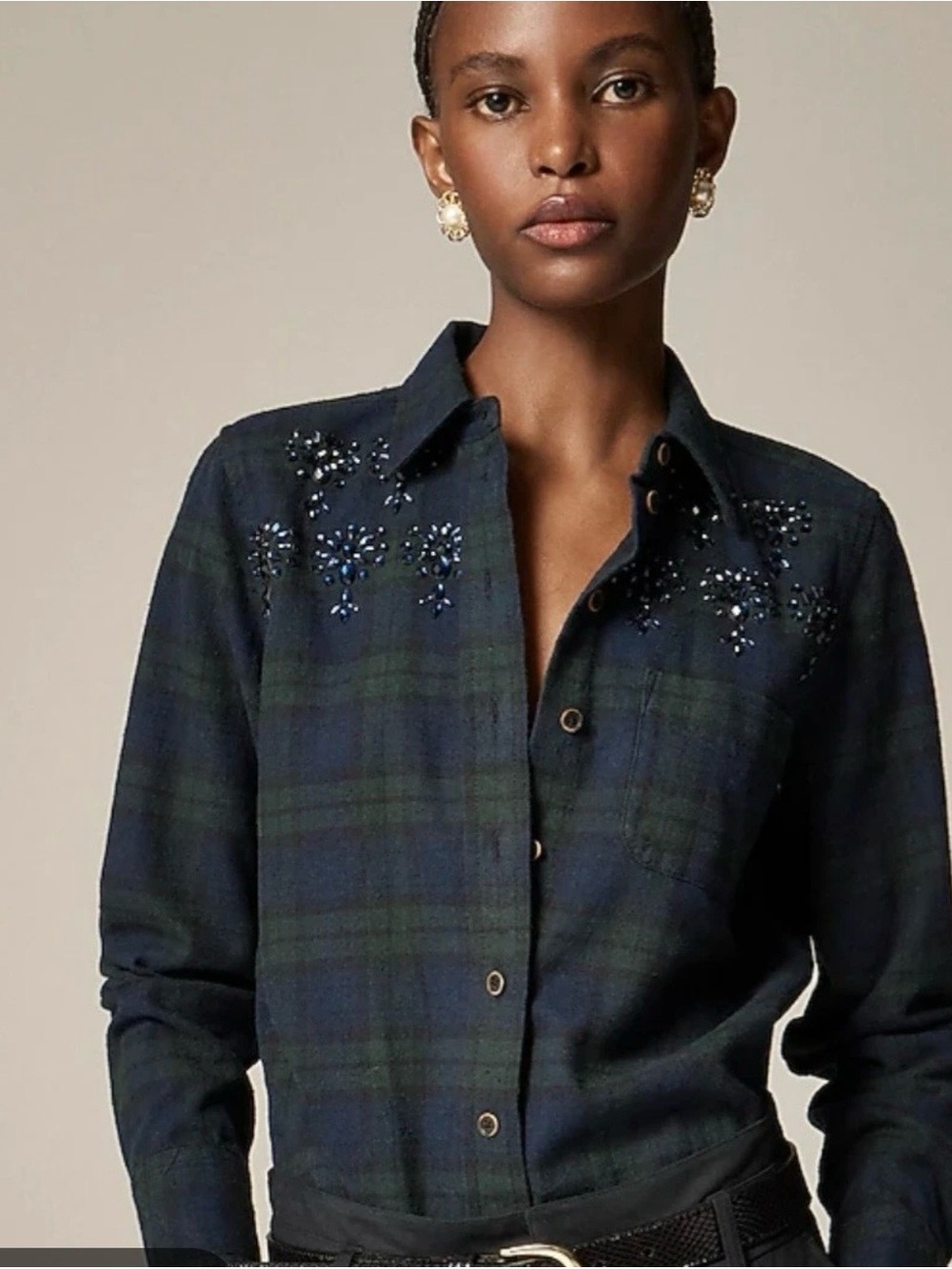 J.Crew Plaid Embellished Button Down - Size 4